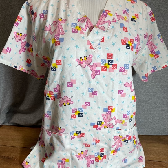 Pink Panther Scrub Top - Picture 1 of 10